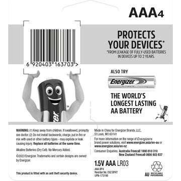 Energizer Max AAA Alkaline Batteries 4 pack