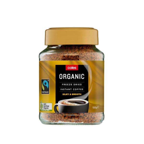 COLES ORGANIC FAIRTRADE GOLD FREEZE DRIED COFFEE