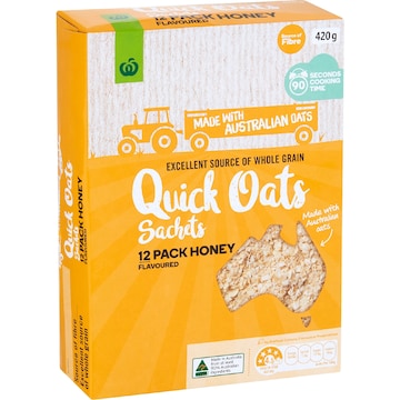 Woolworths Honey Quick Oats Sachets 12 pack