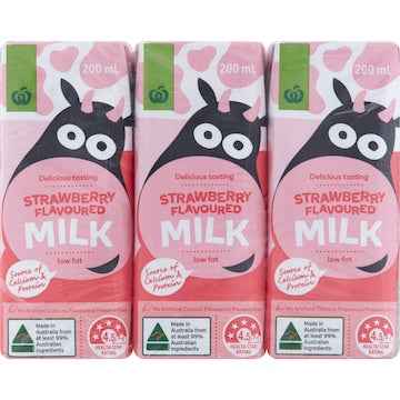 Woolworths Strawberry Milk Poppers 200mL x 6 pack