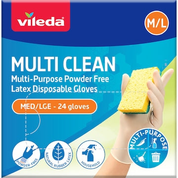 Vileda Multi Clean Latex Gloves Size M/L 24 pack