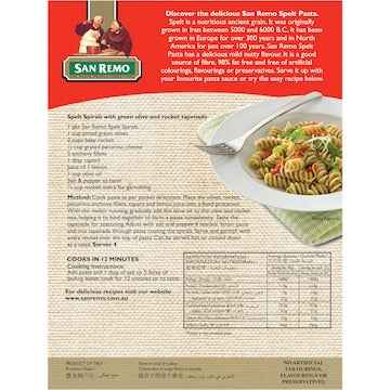 San Remo Spirals Spelt Pasta 250g