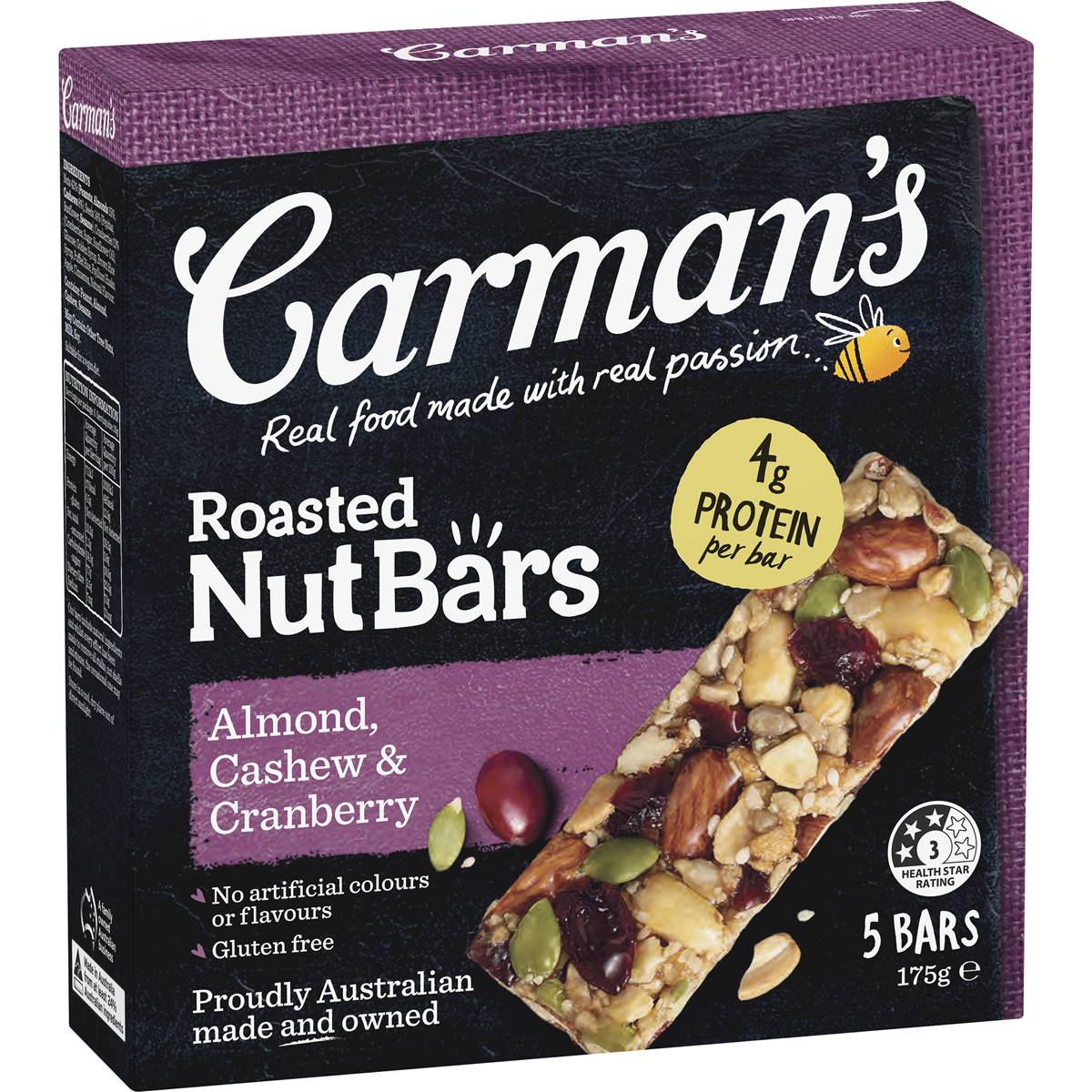 Carman's Nut Bars Almond, Cashew & Cranberry 5 pack