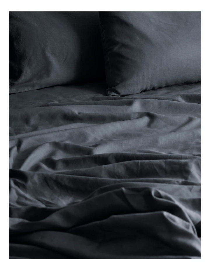 Halo Organic Cotton Sheet Set Steel Charcoal