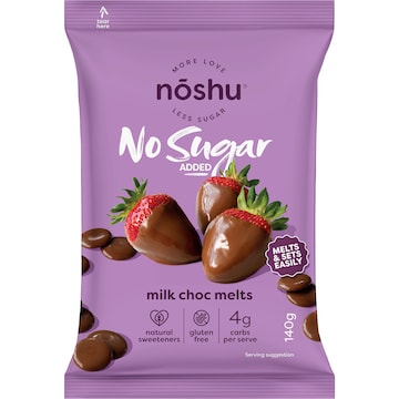 Noshu No Sugar Added Milk Choc Melts 140g