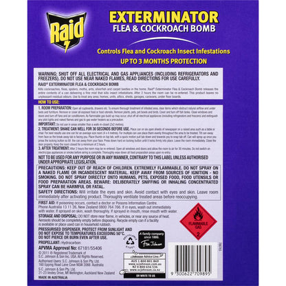 Raid Exterminator Flea & Cockroach Bomb 160g x 3 Pack