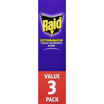 Raid Exterminator Flea & Cockroach Bomb 160g x 3 Pack