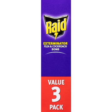 Raid Exterminator Flea & Cockroach Bomb 160g x 3 pack