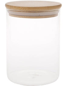 Bamboo And Glass Storage Canister With Lid 840ml in Clear