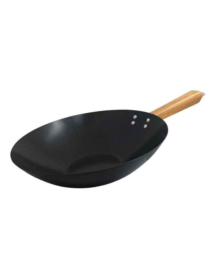 30cm Non-Stick Carbon Steel Wok Black