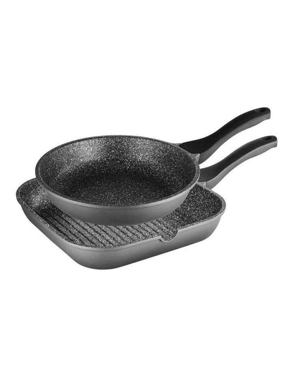Classic Non-Stick Frypan & Grill Pack 26cm/28cm in Black