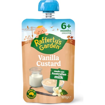 Rafferty's Garden Baby Food Pouch Vanilla Custard 6+ Months 120g
