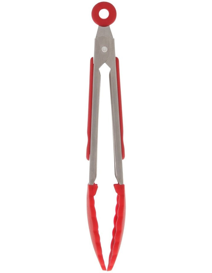 Mini Tongs With Silicone Tip 17cm in Red