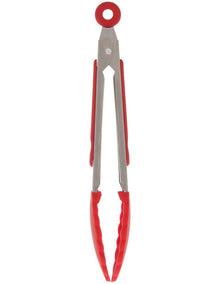 Mini Tongs With Silicone Tip 17cm in Red