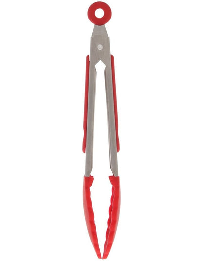 Mini Tongs With Silicone Tip 17cm in Red