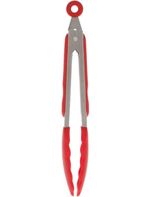 Tongs with Silicone Tip 23cm in Red