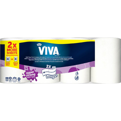 Viva Double Length Paper Towels Length White 480 Sheets 4 Pack