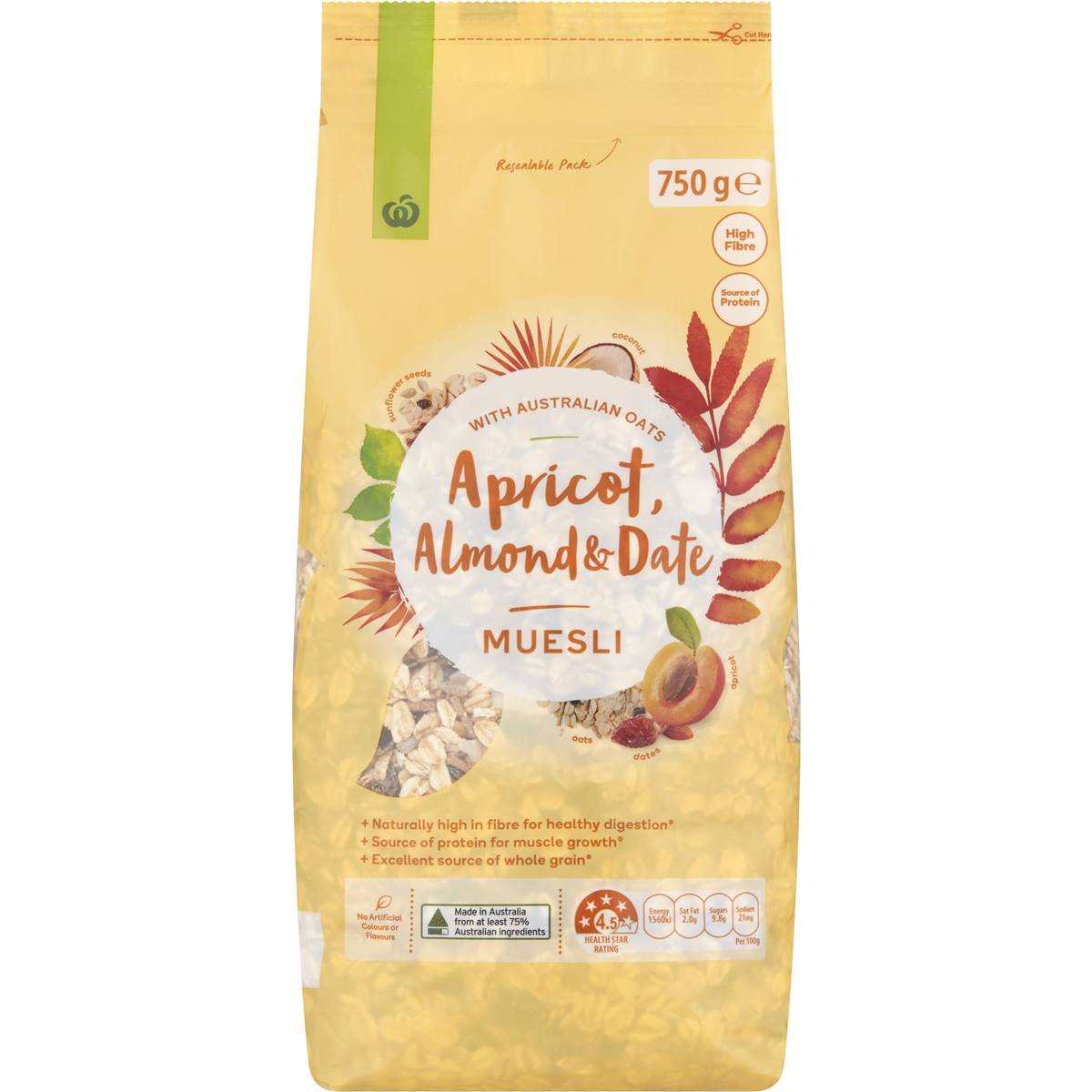 Woolworths Apricot Almond And Date Muesli 750g