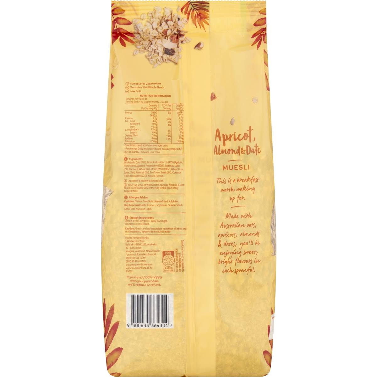 Woolworths Apricot Almond And Date Muesli 750g
