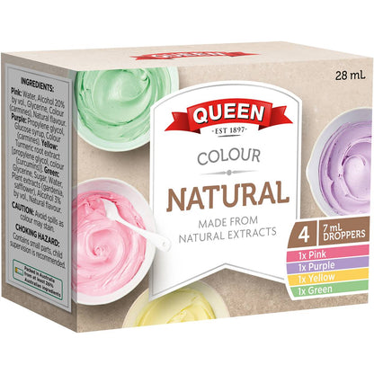 Queen Natural Food Colouring Rainbow 7ml x4 Pack