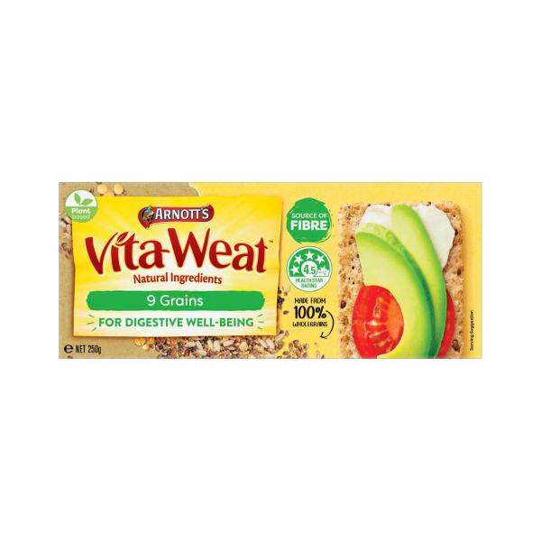 ARNOTT'S VITA-WEAT 9 GRAIN MULTIGRAIN CRISPBREAD CRACKERS :250 GRAM