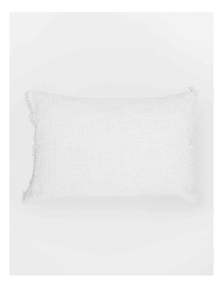 Coachwood Ribbed Cotton With Fringe Cushion in Off-White