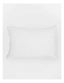 Coachwood Ribbed Cotton With Fringe Cushion in Off-White