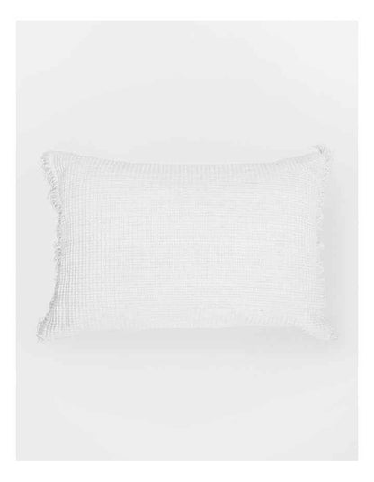 Coachwood Ribbed Cotton With Fringe Cushion in Off-White