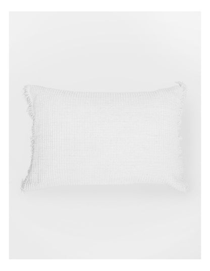 Coachwood Ribbed Cotton With Fringe Cushion in Off-White