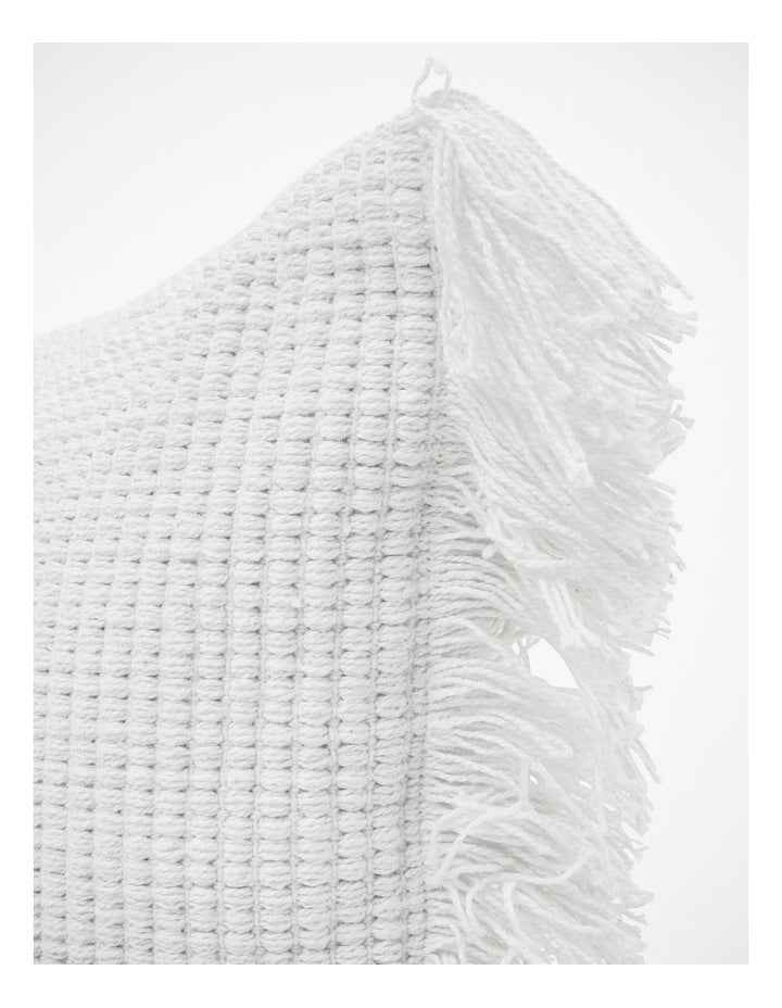Coachwood Ribbed Cotton With Fringe Cushion in Off-White