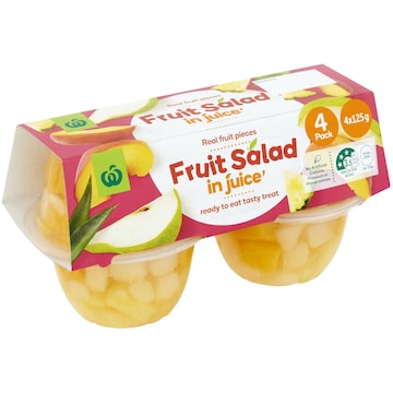 Woolworths Fruit Salad In Juice Cups 4 pack