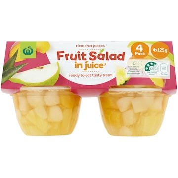Woolworths Fruit Salad In Juice Cups 4 pack