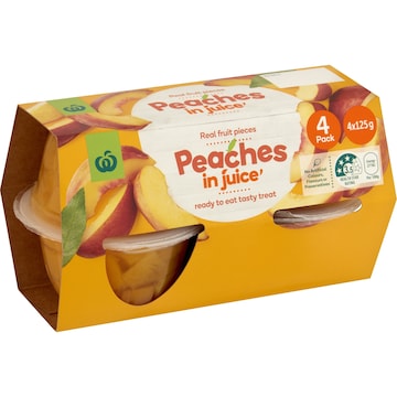 Woolworths Peaches In Juice Cups 4 pack