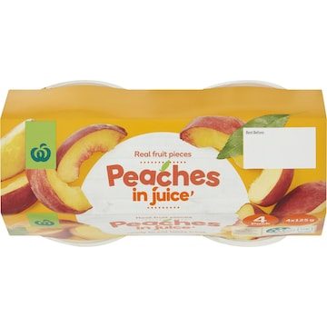 Woolworths Peaches In Juice Cups 4 pack