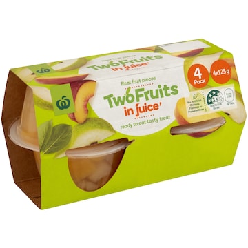 Woolworths Two Fruits In Juice Cups 4 pack
