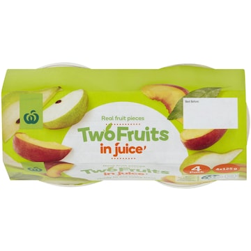 Woolworths Two Fruits In Juice Cups 4 pack