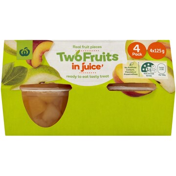 Woolworths Two Fruits In Juice Cups 4 pack