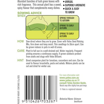 Yates Sweet Basil Seeds each