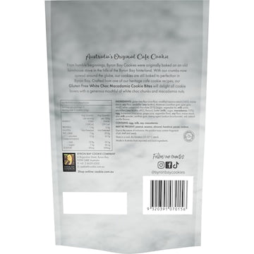 Byron Bay Cookies Gluten Free White Choc Macadamia Cookie Bites 100g