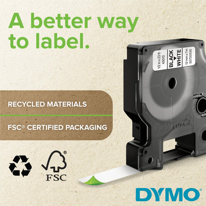 DYMO D1 LABEL BLACK ON CLEAR 12mmx7m