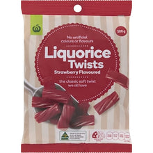 Woolworths Liquorice Twists Strawberry Flavoured 300g