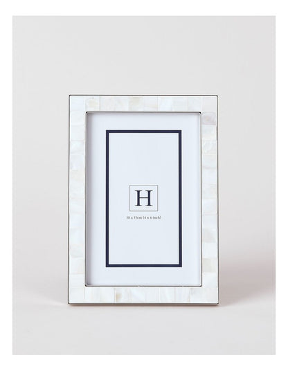 Mother of Pearl 10x15cm Shiny Metal Photo Frame Silver