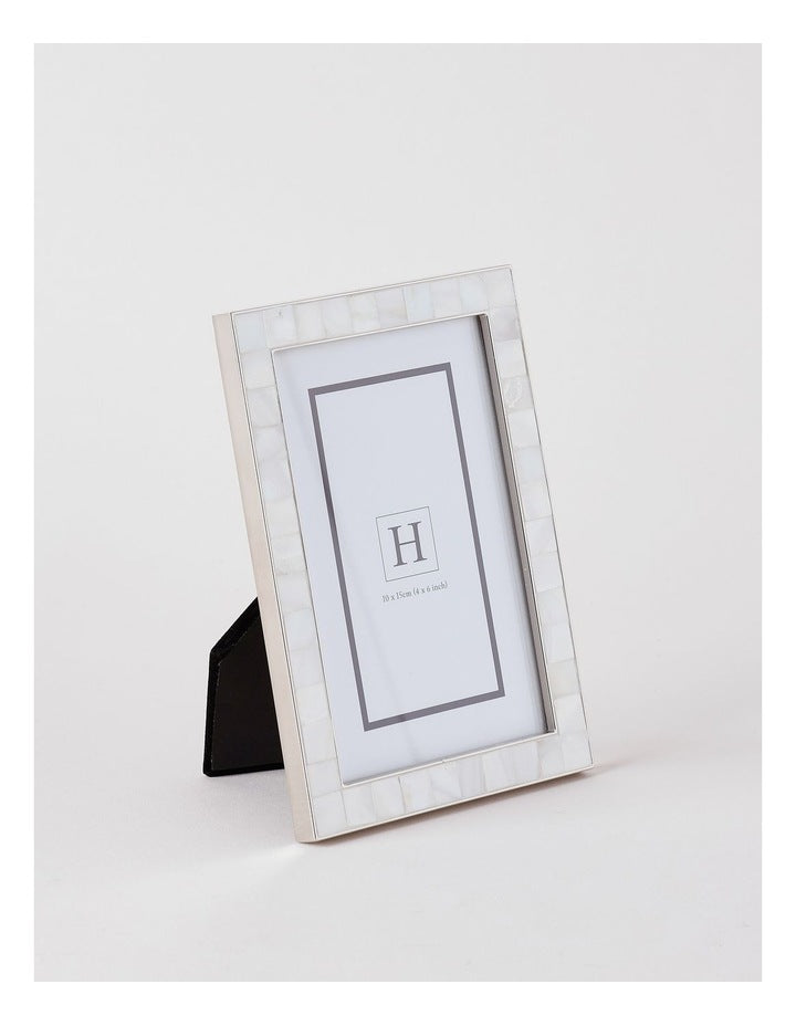Mother of Pearl 10x15cm Shiny Metal Photo Frame Silver