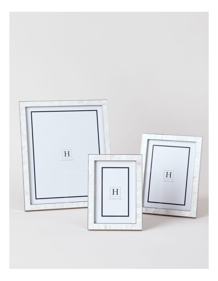 Mother of Pearl 10x15cm Shiny Metal Photo Frame Silver