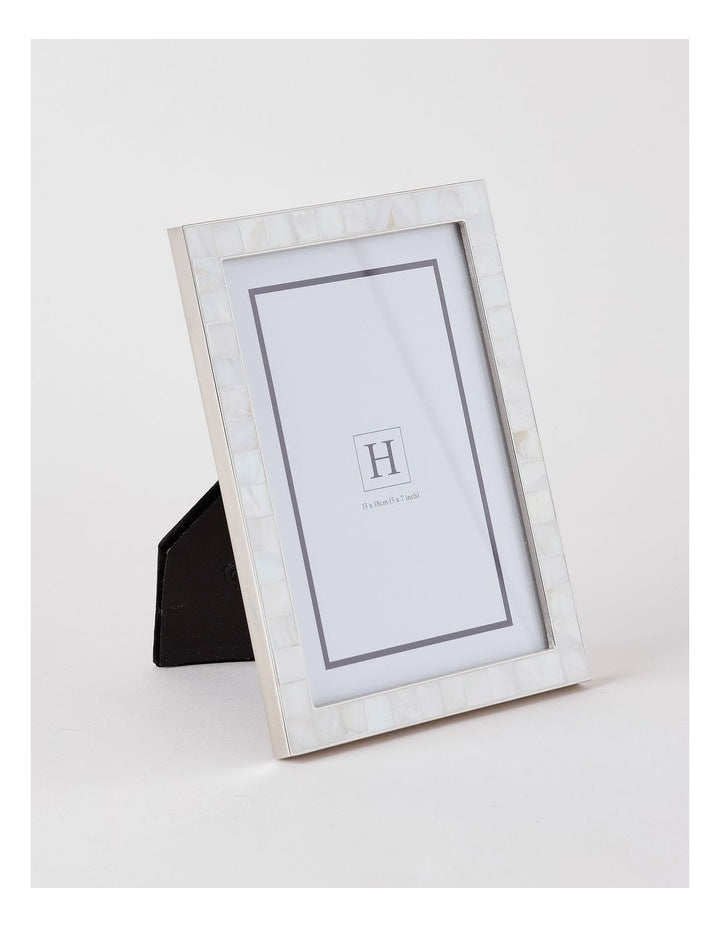 Mother of Pearl 13x18cm Shiny Metal Photo Frame Silver