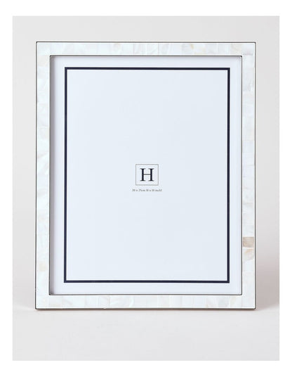 Mother of Pearl 20x25cm Shiny Metal Photo Frame Silver