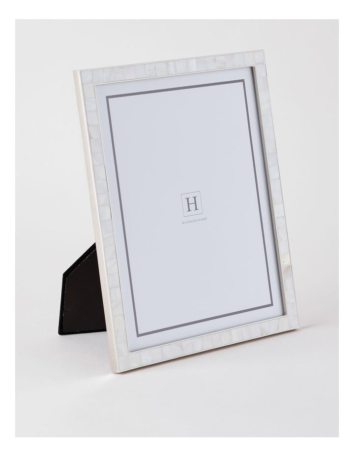 Mother of Pearl 20x25cm Shiny Metal Photo Frame Silver
