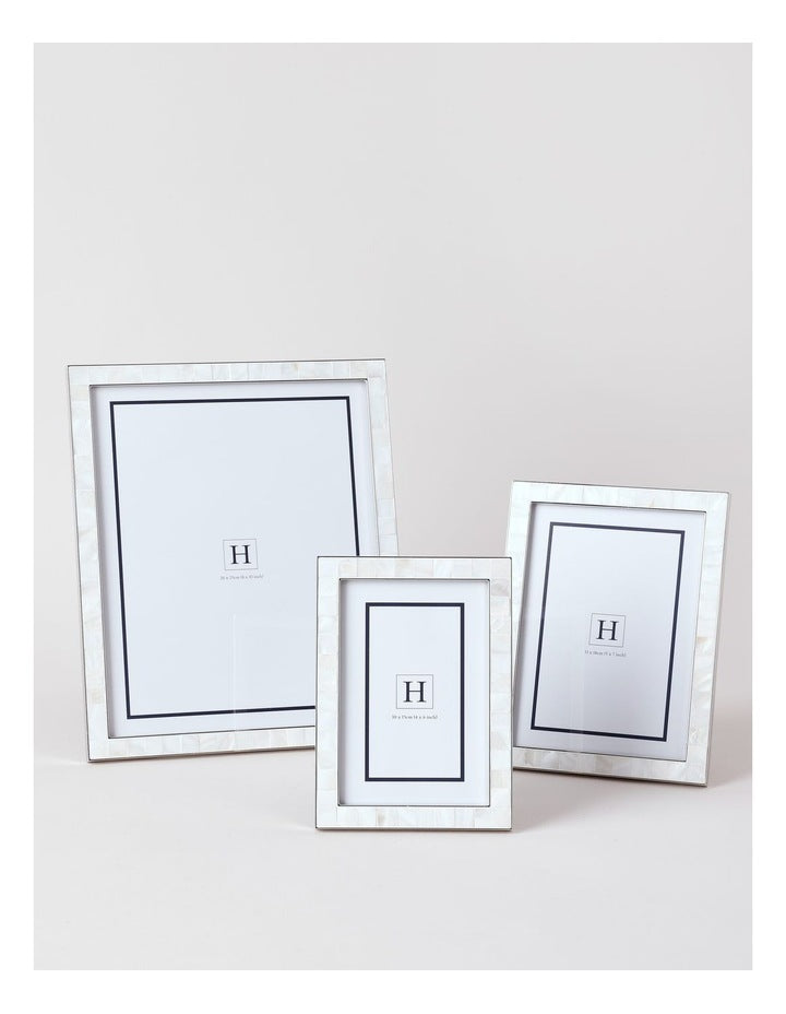 Mother of Pearl 20x25cm Shiny Metal Photo Frame Silver