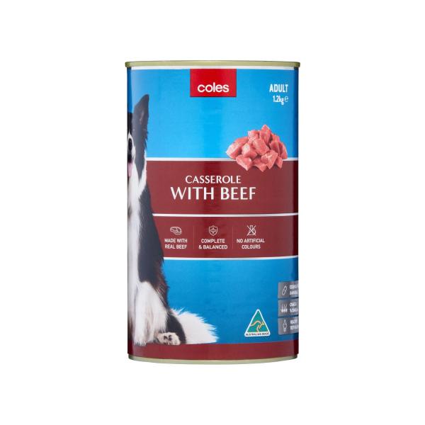 COLES DOG FOOD CASSEROLE  BEEF 1.2KG