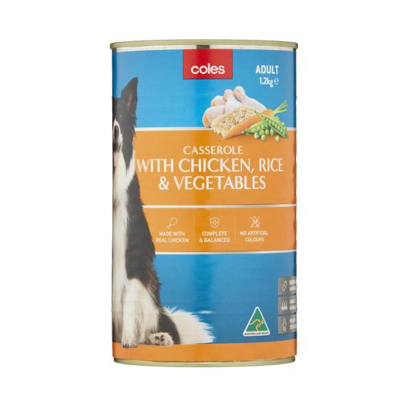 COLES DOG FOOD CSSRL CHKN RICE & VEG 1.2KG